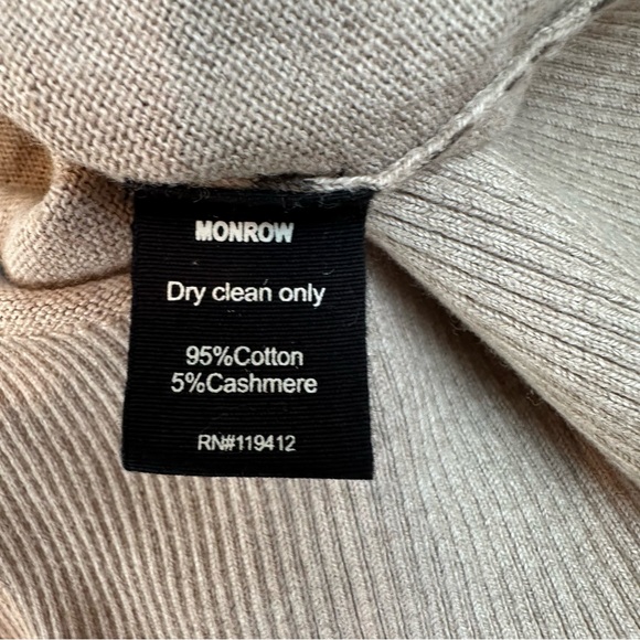 NWT Monrow Brown Leopard Modern Mock Neck Sweater Cashmere Blend L Large - Picture 9 of 9